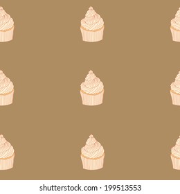 Nice seamless pattern with cup cakes made in vector