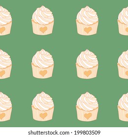 Nice seamless pattern with cup cakes made in vector