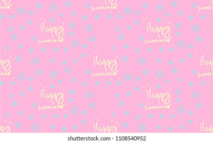 Nice seamless pattern with "Happy summer" text. Bright colors. Pink background.