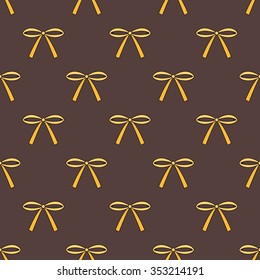 Nice seamless pattern with yellow hand-drawn bows designed for Valentine's Day, birthday or another holiday