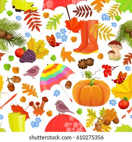 nice seamless texture with autumn and forest elements
