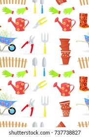 nice seamless texture with gardening tools and equipments 