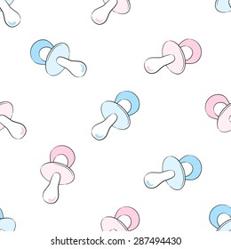 Nice seamless vector pattern with baby soothers