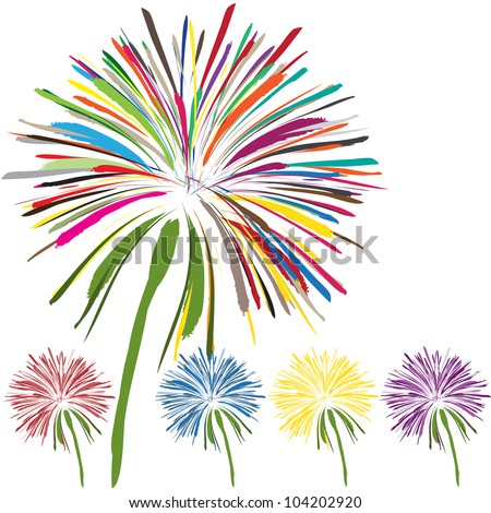 nice set of beautiful flowers on white background
