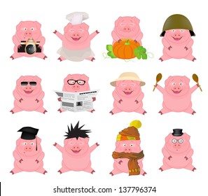 Nice set of cartoon pigs