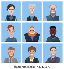 nice set of fun cartoon avatars, stylized flat design illustration