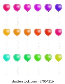 A nice set of heart shaped colorful balloons