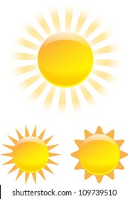 Nice set of shining sun images. Vector illustration