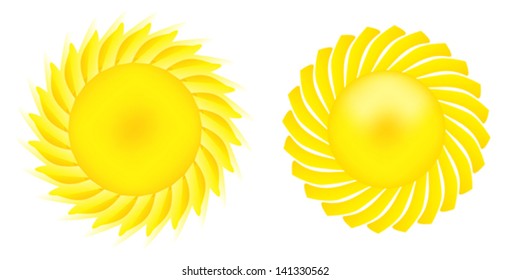 Nice set of shining sun images. Vector illustration