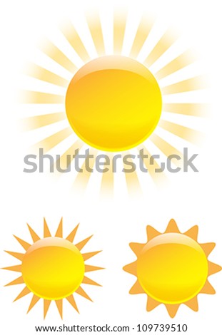 Nice set of shining sun images. Vector illustration