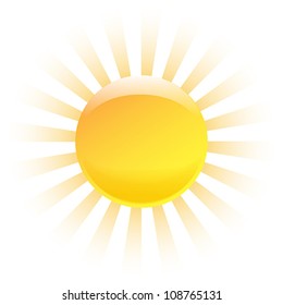 Nice shining sun isolated on white background. Vector illustration