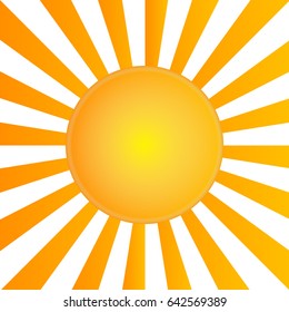 Nice shining sun isolated on white background. Vector illustration