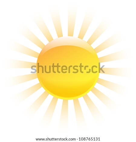 Nice shining sun isolated on white background. Vector illustration