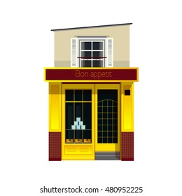 Nice shop illustration - pasticceria building, bakery facade, local store