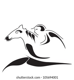 nice simple abstract image of horse and horseman