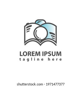 nice and simple books with camera book logo design vector Library icon sign for photographer  photography etc
