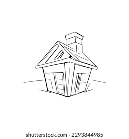 Nice Simple House Colorbook, Line Art House, Outline House, Hausfarbseite, Line Art Home. schwarz-weiße Farbseiten.