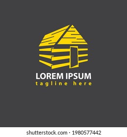 nice and simple log woods cabin logo design vector illustration