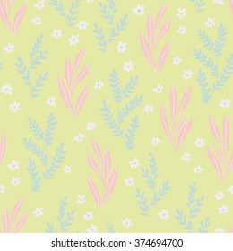 Nice simple pattern with floral motif. Vector floral seamless texture in retro style.