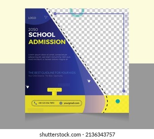 Nice and simple school admission social media post design with varieties colors for your institute story and web internet ads.