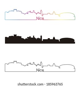 Nice skyline linear style with rainbow in editable vector file