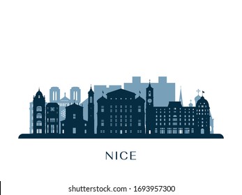 Nice skyline, monochrome silhouette. Vector illustration.