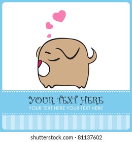 Nice sleeping doggy with hearts. Vector illustration. Place for your text.
