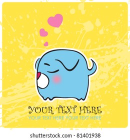 Nice sleeping doggy with hearts. Vector illustration. Place for your text.