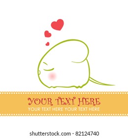 Nice sleeping mouse with hearts. Vector illustration. Place for your text