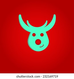 Nice  and smilling  deer on the red background