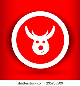 Nice  and smilling  deer on the red background