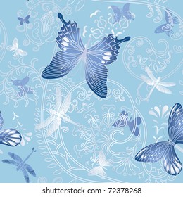 nice spring seamless with butterflies and colors