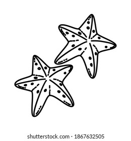 Nice Starfish Beach Holiday Hand Drawn Icon Set Vector.