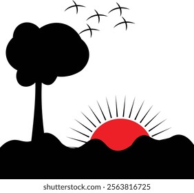 Nice Sun Set Moment With Flying Birds