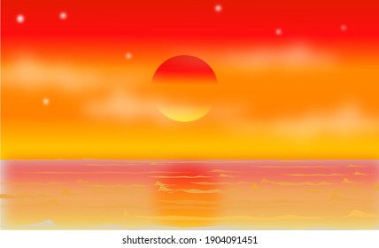 Nice sunset illustration in svector format