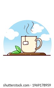 Nice and sweet green tea cartoon illustration