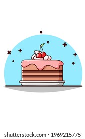 Nice and sweet tart cake cartoon hand drawing vector illustration