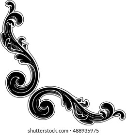 The nice swirl ornate corner art element on white