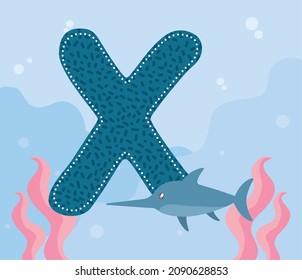 nice swordfish and letter X card