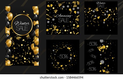 Nice template vector. Template vector. Post for social media. Stories design layout. Trendy editable template. Christmas voucher.