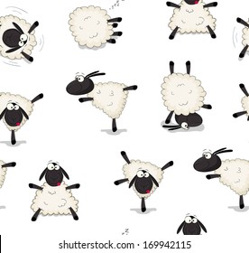 Nice texture of unusual cartoon sheeps