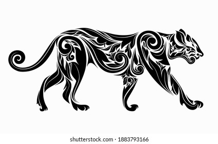 Nice tiger Floral Ornament Decoration Vector. 