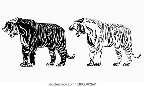 Nice tiger Floral Ornament Decoration Vector.