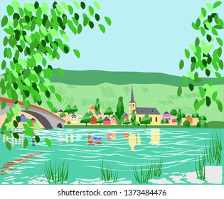 Nice town Luxembourg in the summer, vector