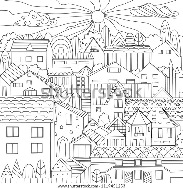 Nice Town Your Coloring Book Stock Vector (Royalty Free) 1119451253 ...