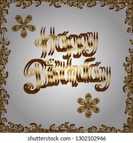 Nice travel card design. Vector. HAPPY BIRTHDAY. Illustration in brown and white colors. Seamless pattern. Beautiful pattern for packaging, Wallpapers, textile, scrapbooking. Cute postcard template.