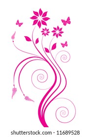 nice tree and butterflies - floral vector background