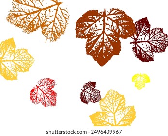 Nice tree foliage vector september seasonal background.  Red gold yellow sorb dry autumn leaves. 