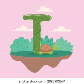 nice turtle and letter T card