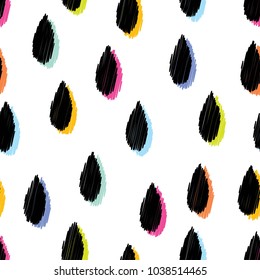 Nice umbrellas. Linear seamless pattern with bright polka dots.